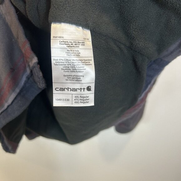 Carhartt Rugged Flex Flannel Fleece Lined Shirt Shacket Striped 104913 Size 4XL - Picture 6 of 10